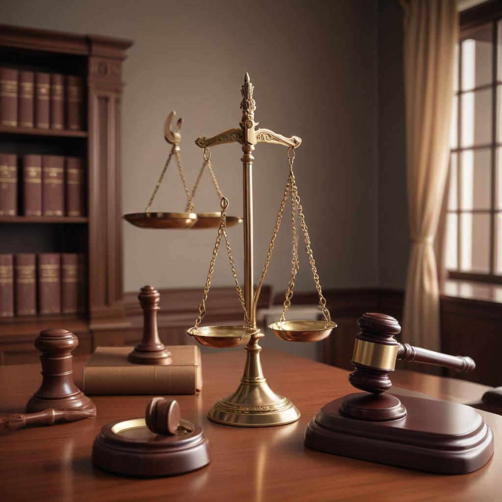 Professional law office with scales of justice